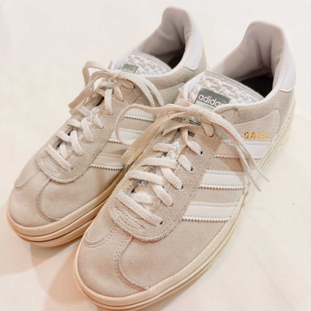 Adidas Gazelle Bold Sneakers Women 8 Grey White Platform Suede HQ6893